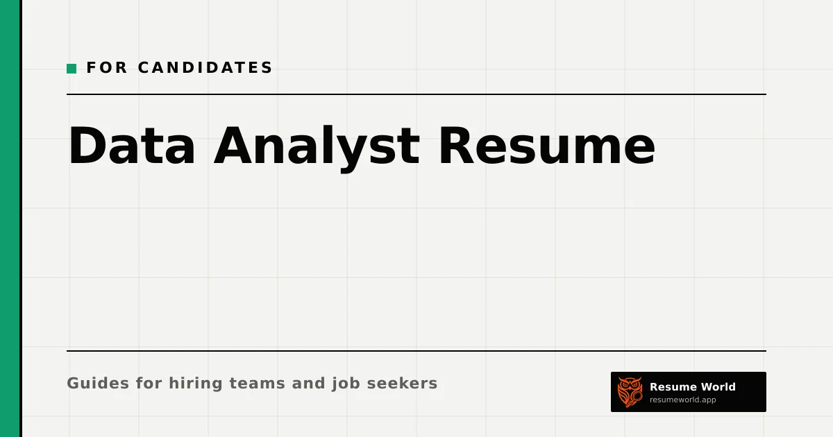 Data Analyst Resume: Show the Decisions Your Analysis Changed — Resume World
