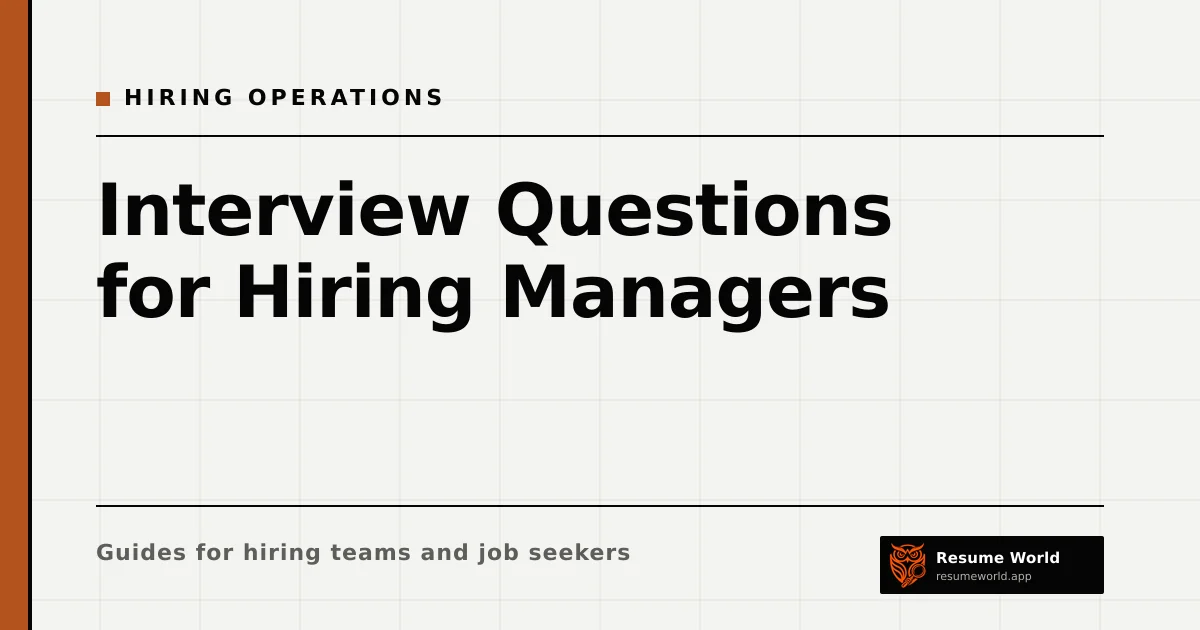 Interview Questions for Hiring Managers: Build a Set That Works — Resume World