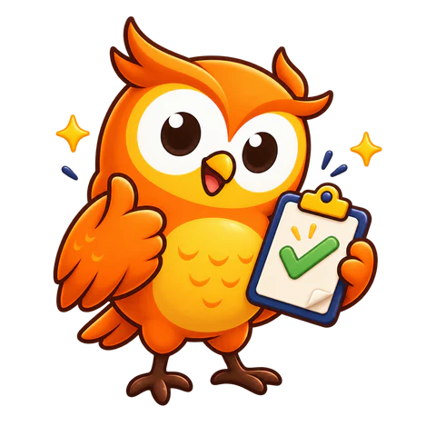 Free plan owl holding a completed checklist