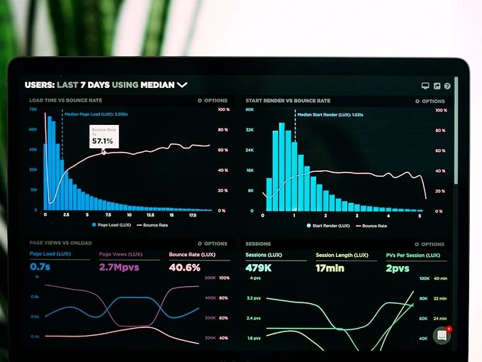 Vibrant colorful recruitment analytics dashboard displayed on laptop display